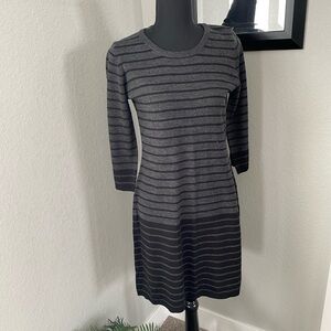 AB Studio Black Gray Long Sleeve Striped Sweater Dress Small